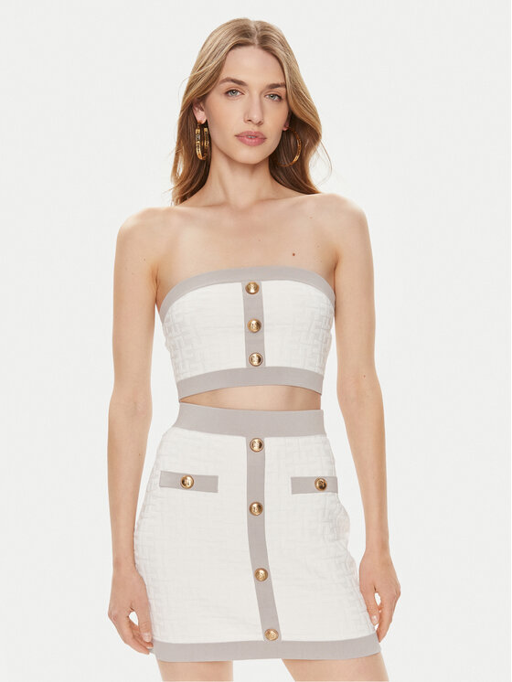 Elisabetta Franchi Bluză TK-15B-42E2-004477 Alb Slim Fit