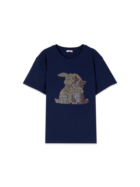 Oltre Oltre T-Shirt G098J104983N034 Niebieski Regular Fit