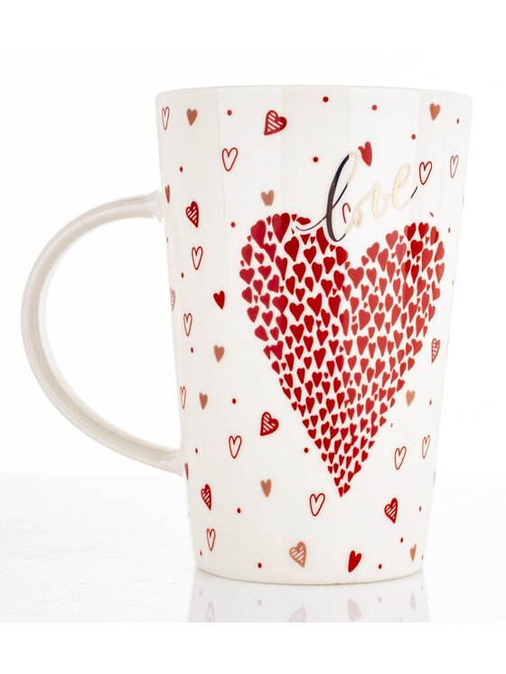 MIAhome MIAhome Kubek porcelanowy 440 ml z czerwonym sercem Biały