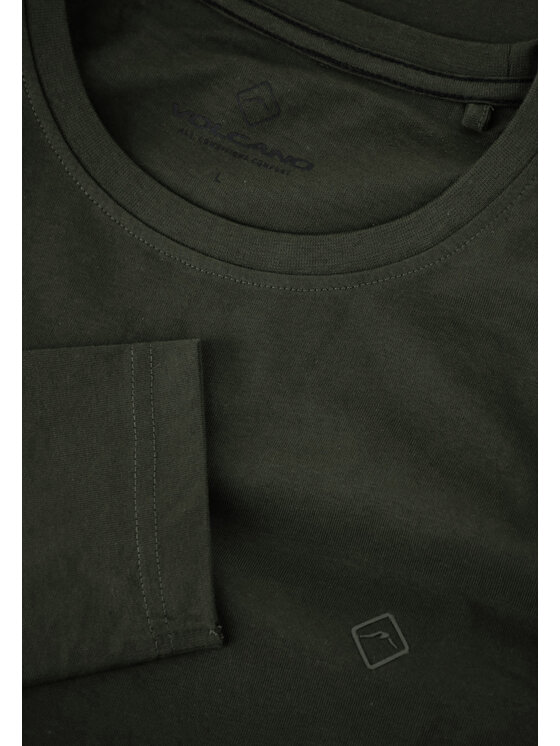 Volcano Volcano Longsleeve L-HALS Zielony Regular Fit