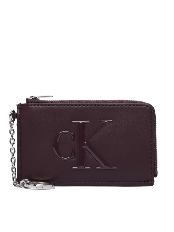Calvin Klein Etui pentru chei Bold Ck L Zip Cardcase LV04F1280G Vișiniu