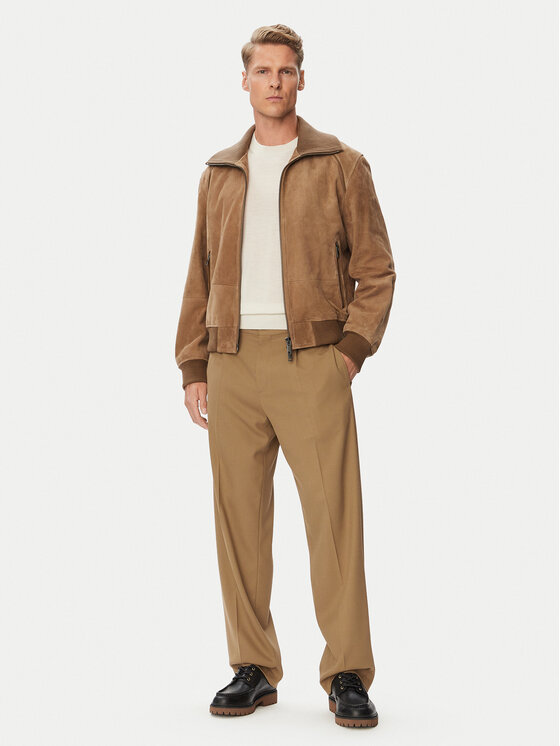 HUGO HUGO Odinė striukė 50567441 Smėlio Regular Fit