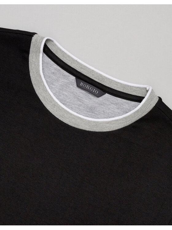 Borgio Borgio T-Shirt gerbini Czarny Slim Fit