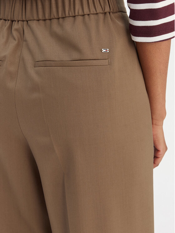 Tommy Hilfiger Tommy Hilfiger Pantaloni din material Timeless WW0WW48801 Bej Wide Leg