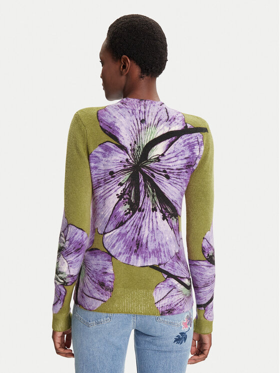 Desigual Desigual Džemper Orquidea Lacroix 25WWJF42 Zelena Regular Fit