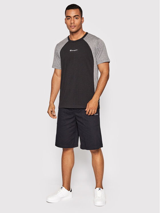 Champion Champion Szorty materiałowe Marble Wash Long Cut 217180 Czarny Custom Fit