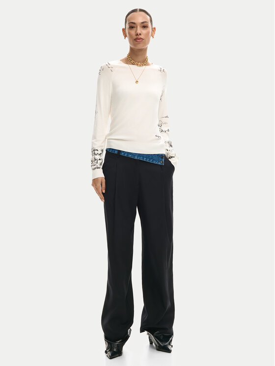 Desigual Desigual Megztinis Marquette 26SWJF10 Écru Regular Fit