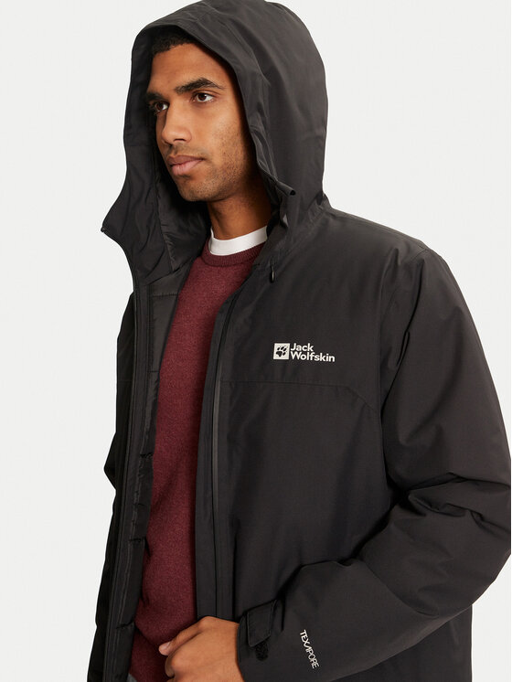 Jack Wolfskin Jack Wolfskin Дощовик Wisper Ins A61870 Чорний Regular Fit