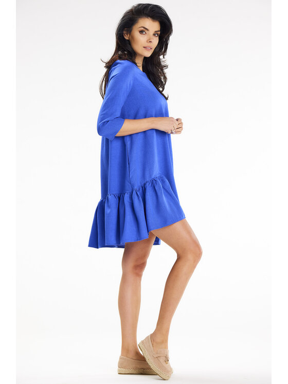 Awama Awama Sukienka letnia A648 Niebieski Basic Fit