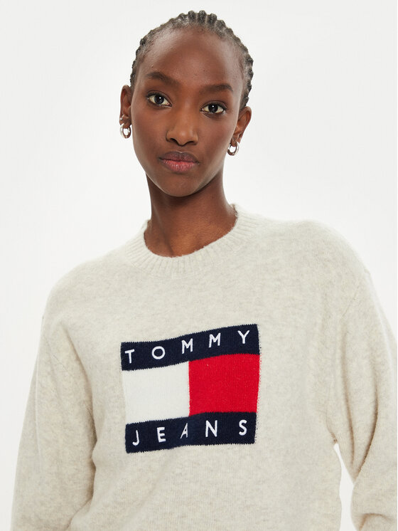 Tommy Jeans Tommy Jeans Pulover Flag DW0DW18681 Bej Relaxed Fit