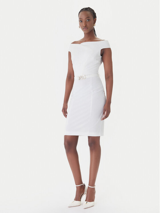 Rinascimento Rinascimento Коктейлна рокля CFC0127755003 Бял Slim Fit