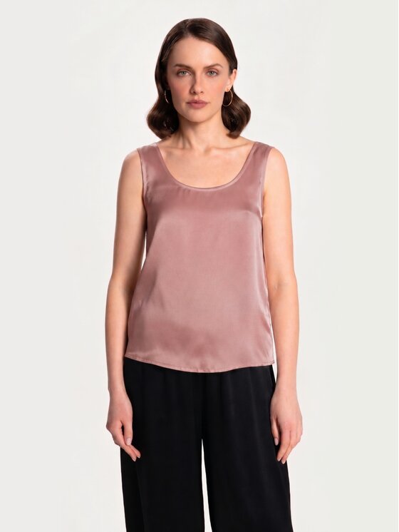 Cat&Cat Cat&Cat Top jedwabny basic Różowy Regular Fit
