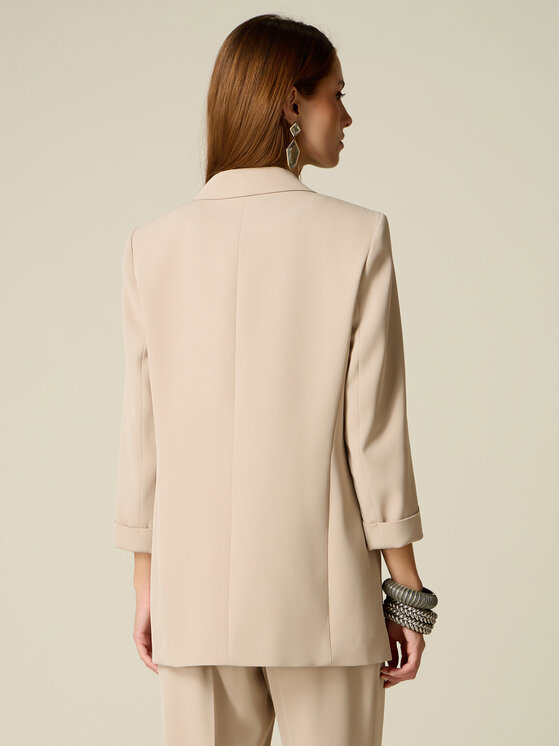 Oltre Oltre Marynarka Q074R004710N003 Kremowy Regular Fit