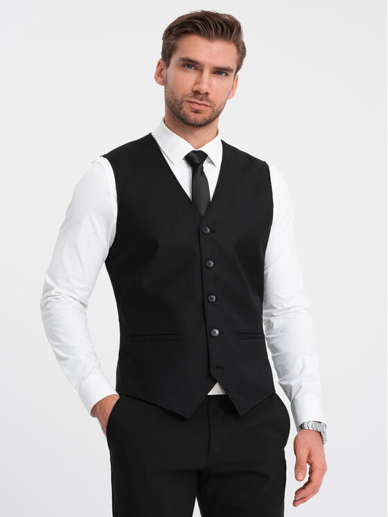 Ombre Ombre Kamizelka OM-BLZV-0112 Czarny Fitting Fit