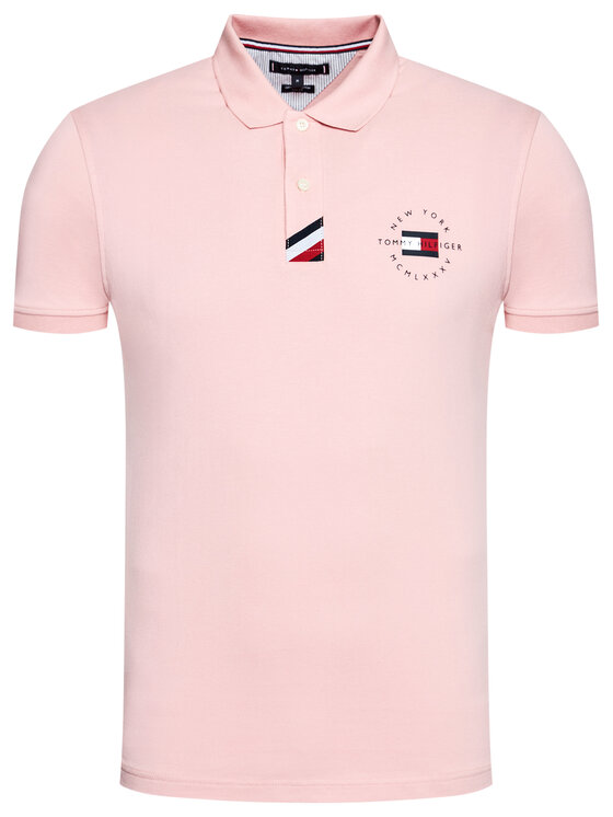 Tommy Hilfiger Tommy Hilfiger Тениска с яка и копчета Gs Placket MW0MW17788 Розов Slim Fit