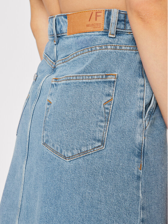 Selected Femme Selected Femme Džínsová sukňa Coco 16083287 Modrá Structured Fit