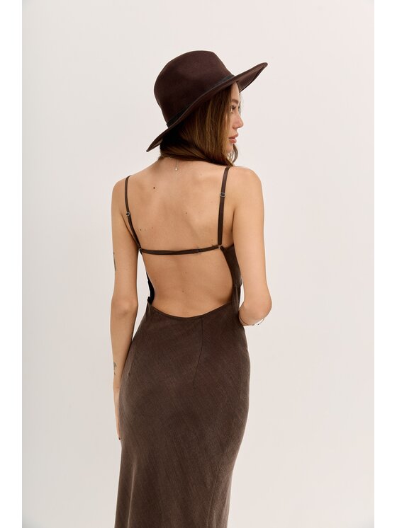 Hottie Hot Hottie Hot Abito da cocktail MARGO cupro Marrone Slim Fit