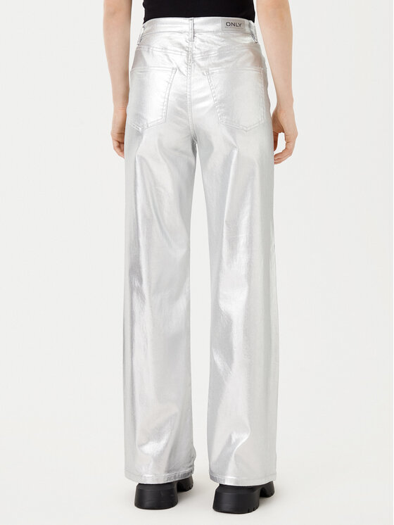 ONLY ONLY Traperice Juicy 15331673 Srebrna Wide Leg
