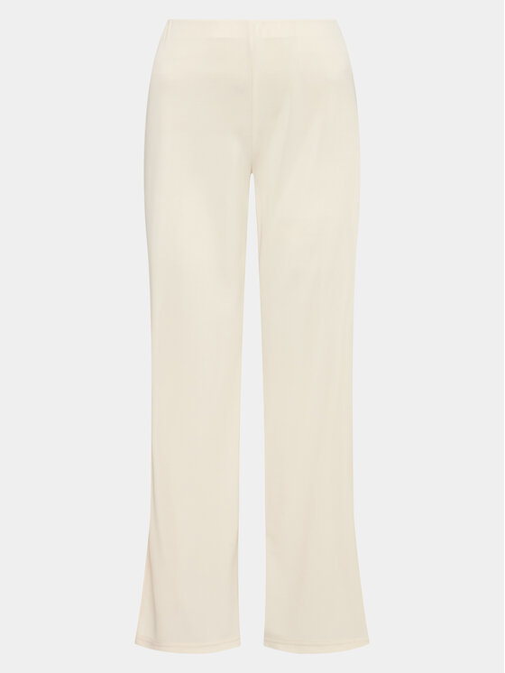 Gina Tricot Bavlnené nohavice Wide slit trousers 19421 Béžová Regular Fit