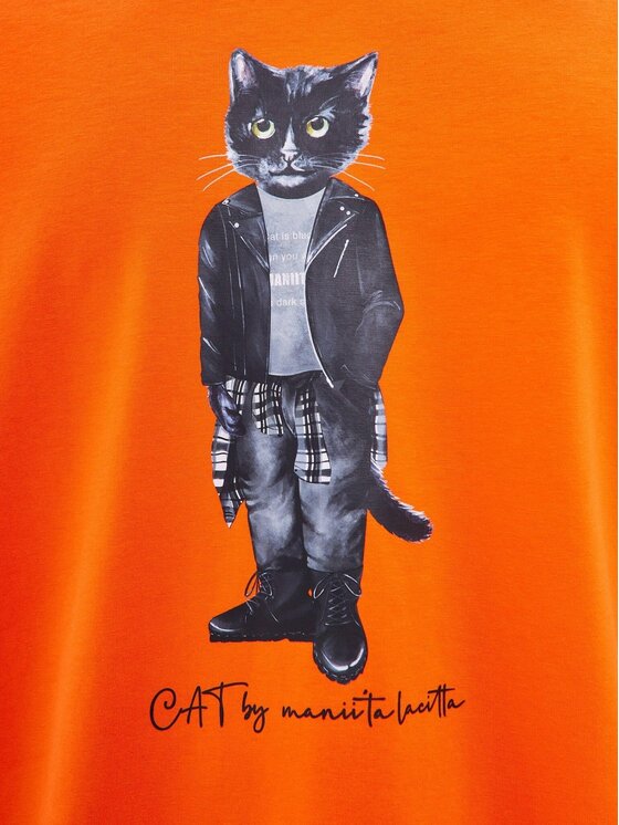 CAT by maniita lacitta CAT by maniita lacitta T-Shirt Printed men's t-shirt with CAT Pomarańczowy Regular Fit