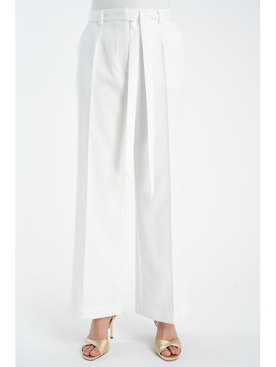 CLICK CLICK Bavlnené nohavice 30-402 Biela Relaxed Fit