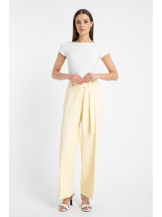 CLICK CLICK Kalhoty z materiálu 30-406 Žlutá Relaxed Fit