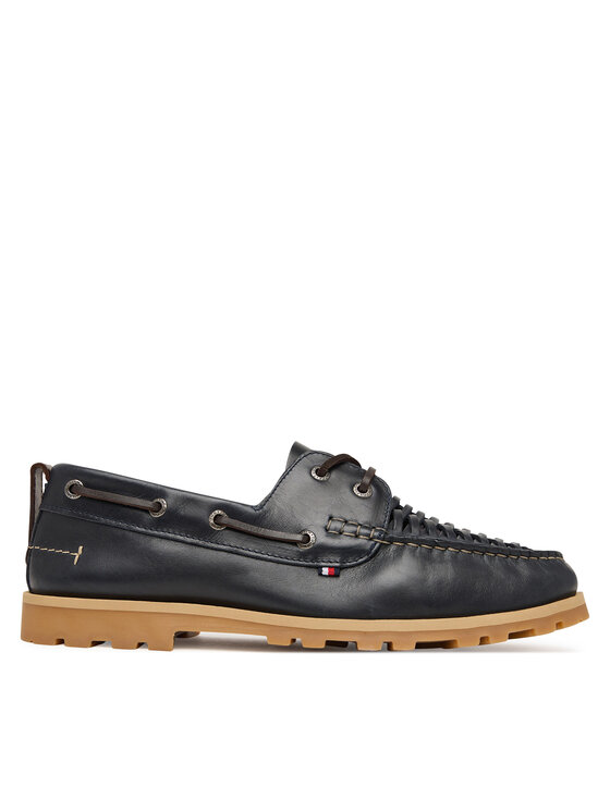 Tommy Hilfiger Tommy Hilfiger Κλειστά παπούτσια Hilfiger Braided Lth Boat Shoe FM0FM05892 Σκούρο μπλε