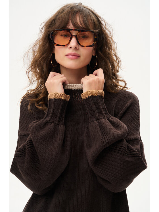 blue shadow blue shadow Sweter Koba Brązowy Regular Fit