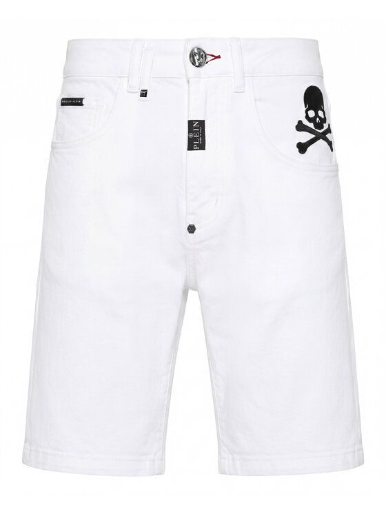 PHILIPP PLEIN PHILIPP PLEIN Džínsové šortky 31801 Biela Loose Fit