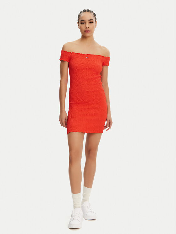 Tommy Jeans Tommy Jeans Sommerkleid DW0DW20298 Orange Slim Fit