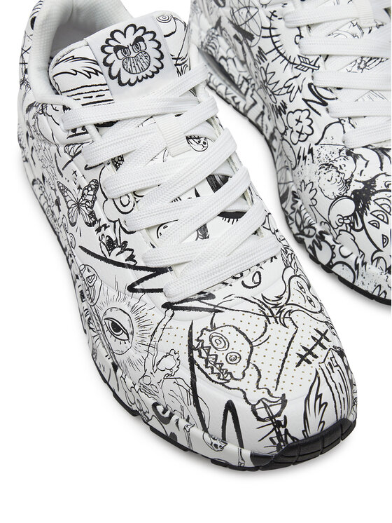 Skechers Skechers Sneakersy UNO Printed Lace-Up 183501/WBK Biela