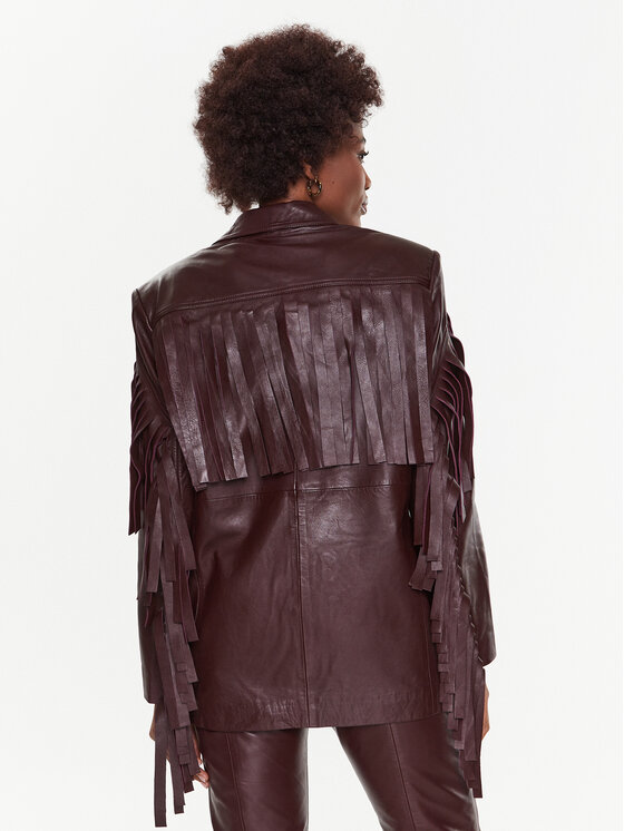 Remain Remain Bőrkabát Leather Fringed RM2051 Bordó Regular Fit
