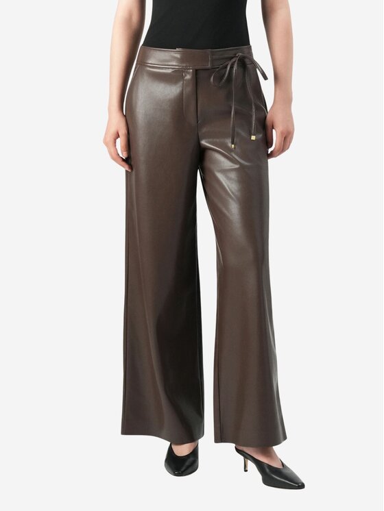 GUESS BY MARCIANO GUESS BY MARCIANO Pantaloni di pelle Gladys wide leg pant Marrone Large Fit