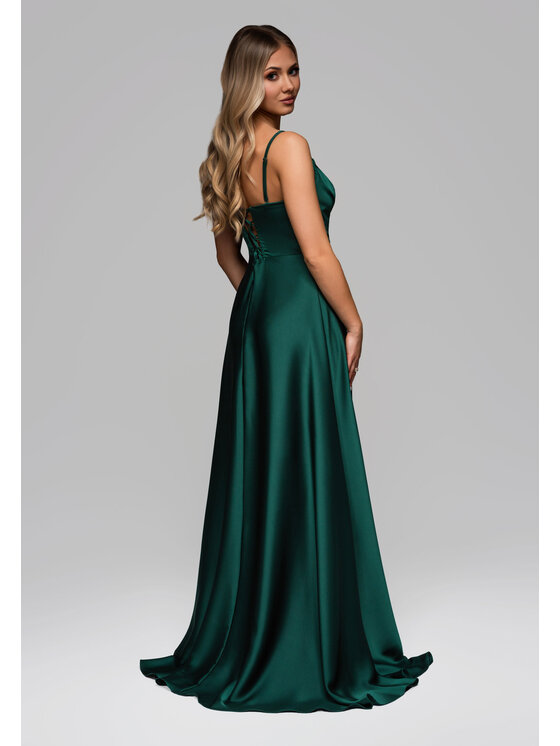 Ombre Ombre Sukienka wieczorowa LA-OM-DLR267 Zielony Regular Fit