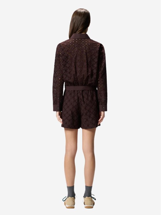 PINKO PINKO Πουκάμισο CHARITA CAMICIA POPELINE RICAM Καφέ Regular Fit