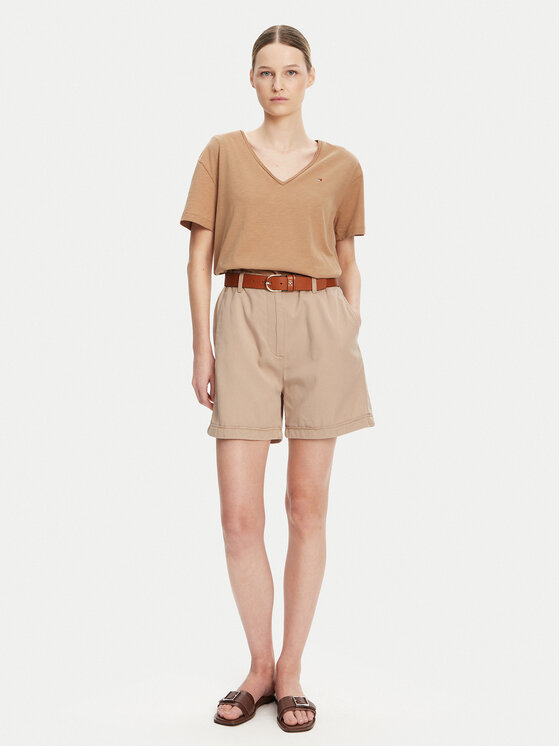 Tommy Hilfiger Tommy Hilfiger Шорти от плат WW0WW44762 Бежов Regular Fit