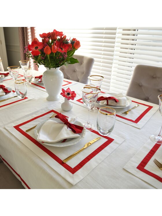 Roseberry Home Roseberry Home Podkładka na stół Red Stripes Biały