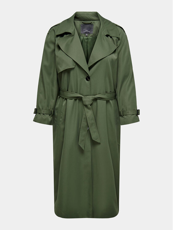 ONLY Carmakoma ONLY Carmakoma Tenchcoat Chloe 15310056 Grün Regular Fit