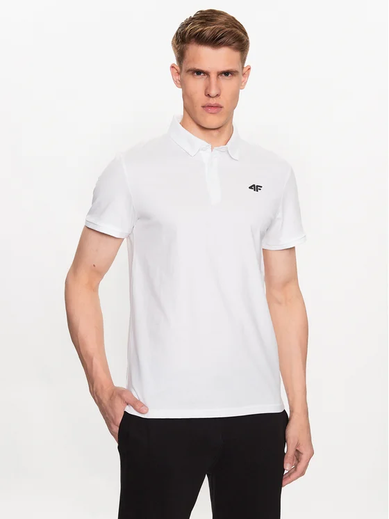 4F Polohemd 4FSS23TPTSM038 Weiß Regular Fit