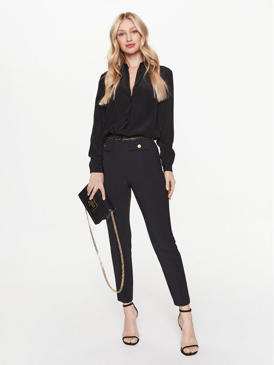 Pantaloni di tessuto PA-060-32E2-V320 Nero Slim
