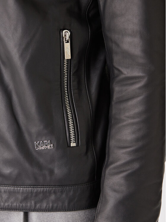 KARL LAGERFELD KARL LAGERFELD Kurtka skórzana 555022 554421 Czarny Slim Fit