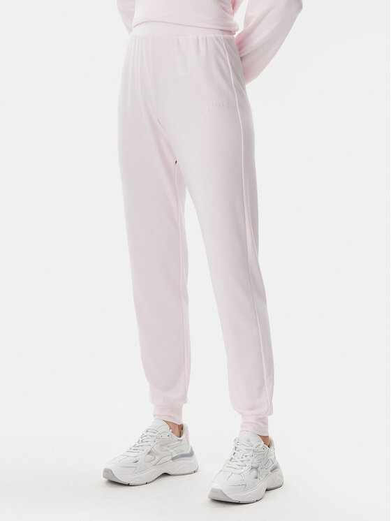 Guess Guess Kalhoty z materiálu O5GB05 KCQP2 Růžová Regular Fit