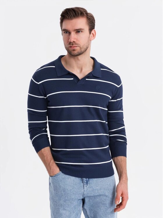 Ombre Ombre Longsleeve OM-POLS-0146 Granatowy Regular Fit