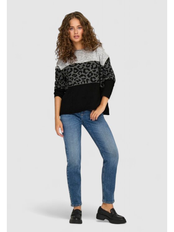 ONLY ONLY Maglione Onljade Animal Ls O-Neck Noos Knt Grigio Regular Fit