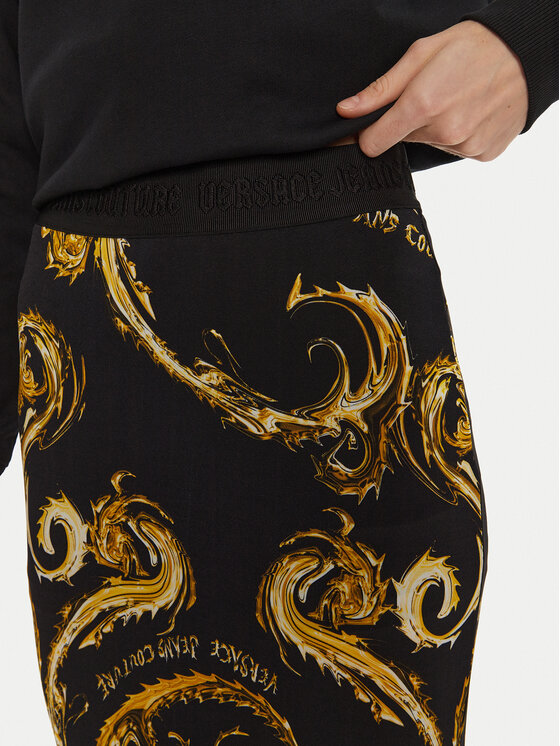 Versace Jeans Couture Versace Jeans Couture Midi sijonas 77HAE8B6 Juoda Regular Fit