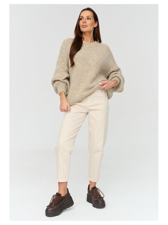Makadamia Makadamia Sweter C83 Beżowy Loose Fit