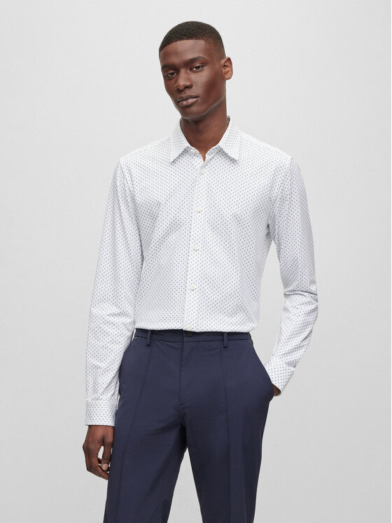 BOSS Boss Marškiniai P-Roan 50497111 Balta Slim Fit