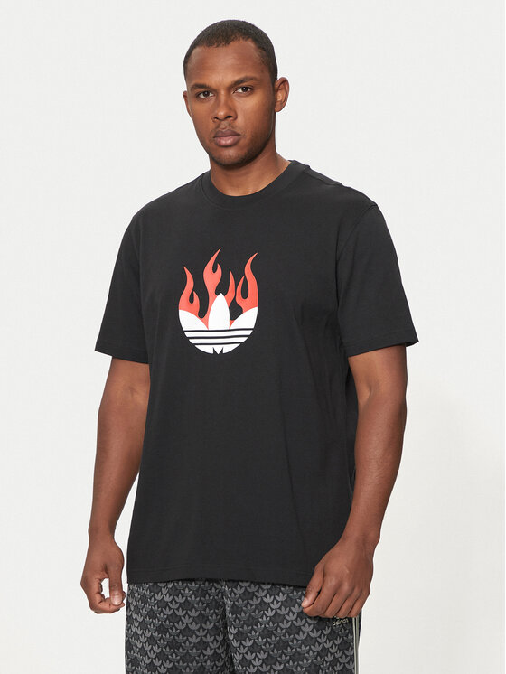 adidas Tricou Flames Logo IS0178 Negru Loose Fit