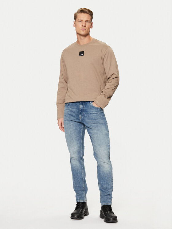 Karl Lagerfeld Jeans Karl Lagerfeld Jeans Marškinėliai ilgomis rankovėmis A1M17043 Smėlio Regular Fit