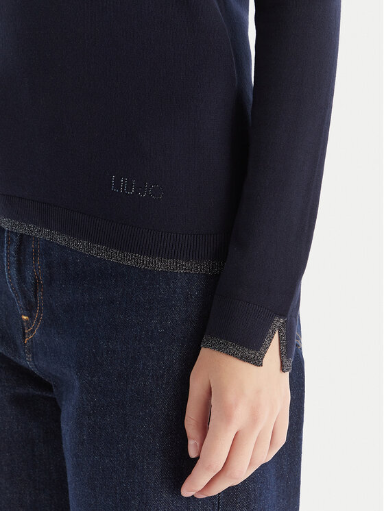 Liu Jo Liu Jo Bluză cu gât MF5229 MS49I Bleumarin Regular Fit